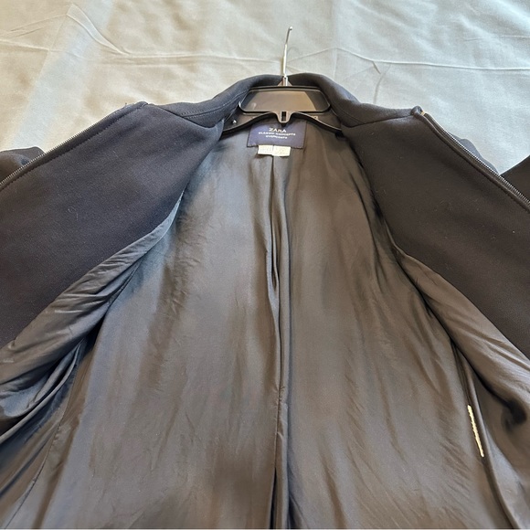 Zara Classic concepts wool blend coat sz 44/12 Black Zip Up Pockets Md In Spain - Picture 9 of 16